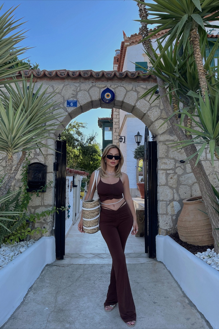 Brown Front Open Detail Overalls ATE1248 - EYYO ATELIER