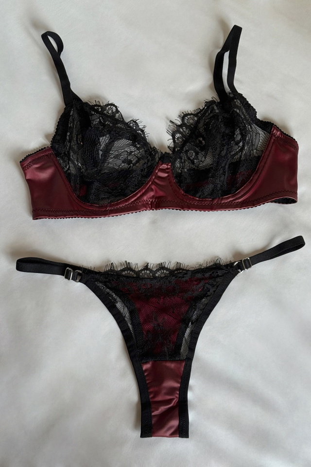 Burgundy Lace Detail Underwear ATE-2866 - 1
