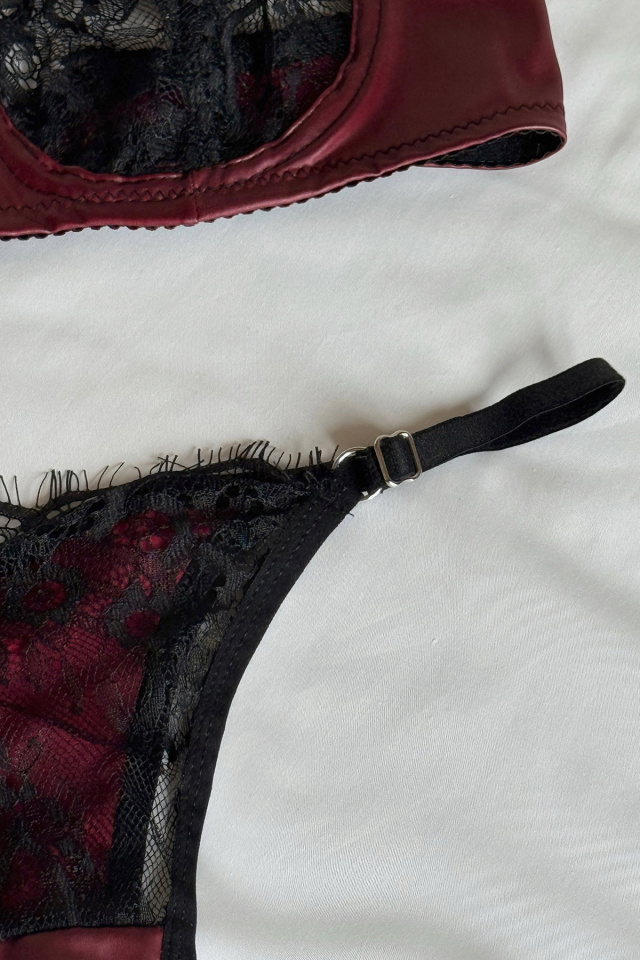 Burgundy Lace Detail Underwear ATE-2866 - 2