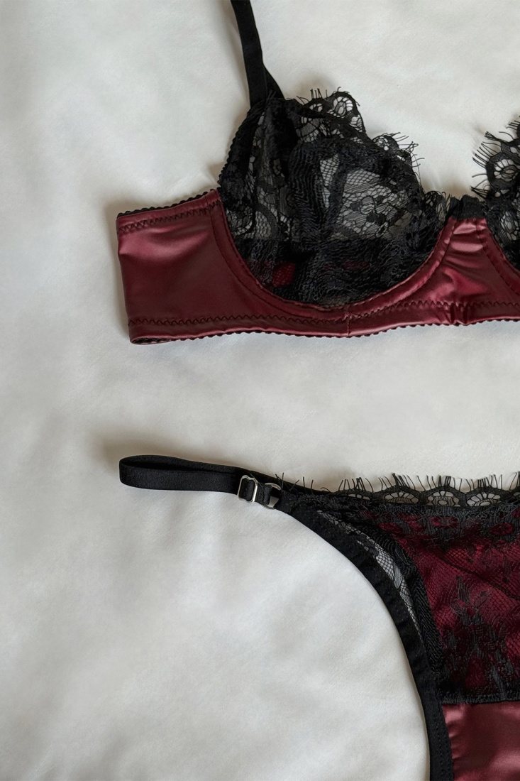 Burgundy Lace Detail Underwear ATE-2866 - EYYO