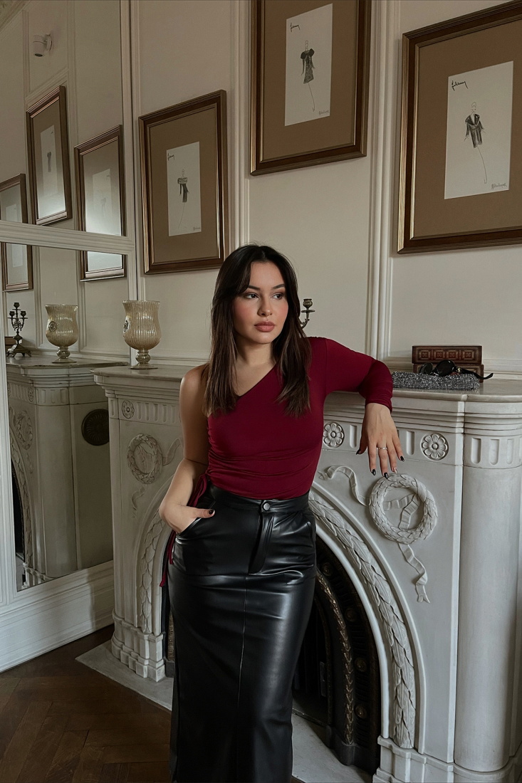 Burgundy Laced Single Sleeve Bodysuit ATE2997 - EYYO