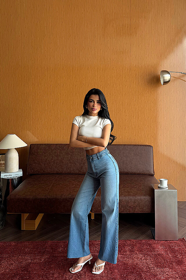Buz Düğme Detay Yüksek Bel Jean ATE-5325 - 1
