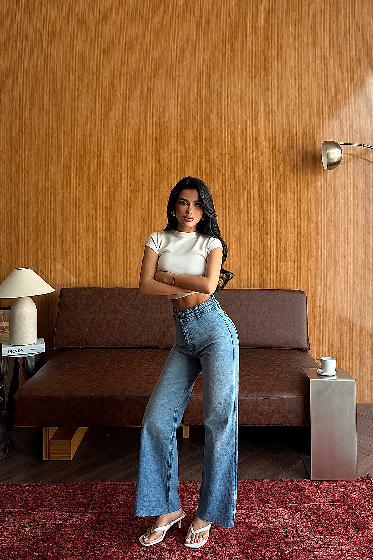 Buz Düğme Detay Yüksek Bel Jean ATE-5325 - EYYO