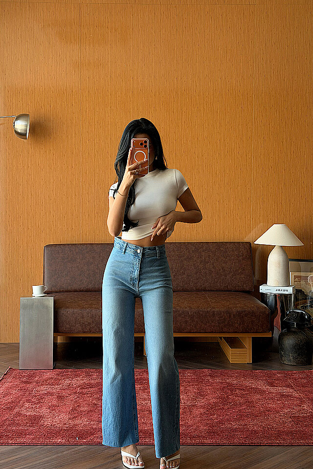 Buz Düğme Detay Yüksek Bel Jean ATE-5325 - 2