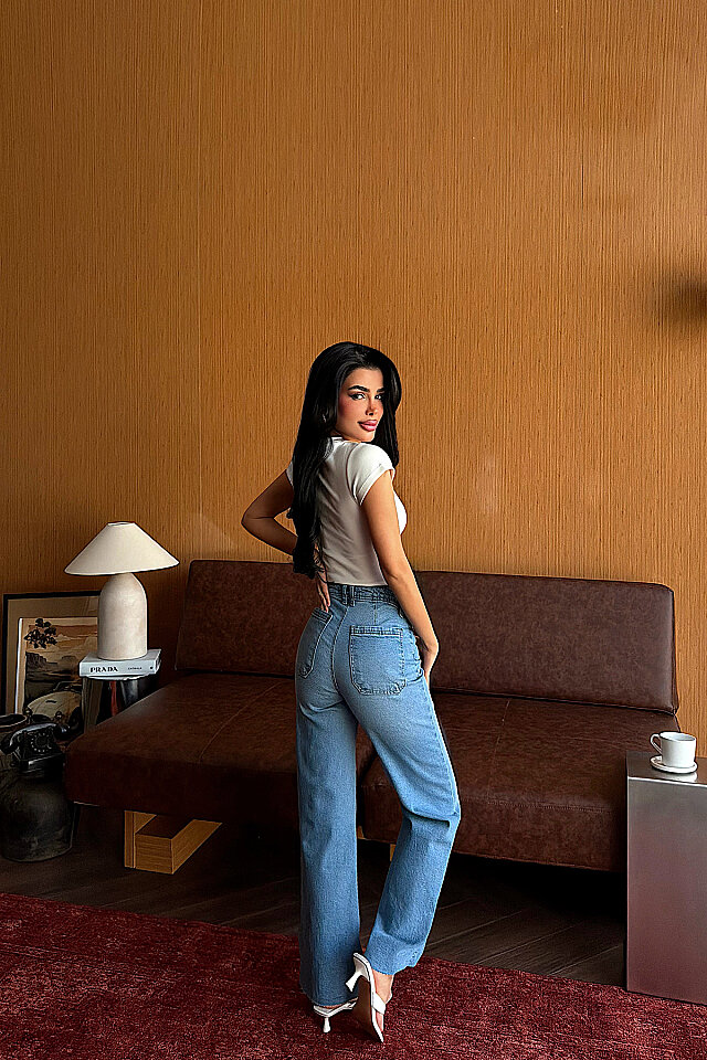 Buz Düğme Detay Yüksek Bel Jean ATE-5325 - 4