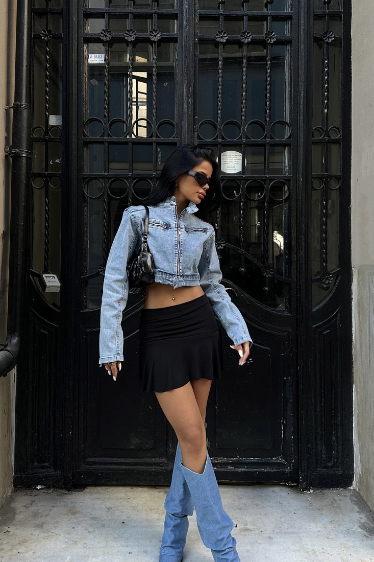 Buz Mavisi Fermuar Detay Ceket ATE8161 - EYYO