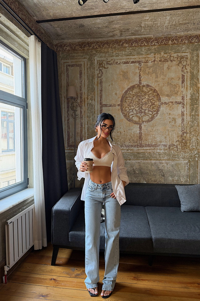 Buz Mavisi Yüksek Bel Jean ATE-5016 - 2