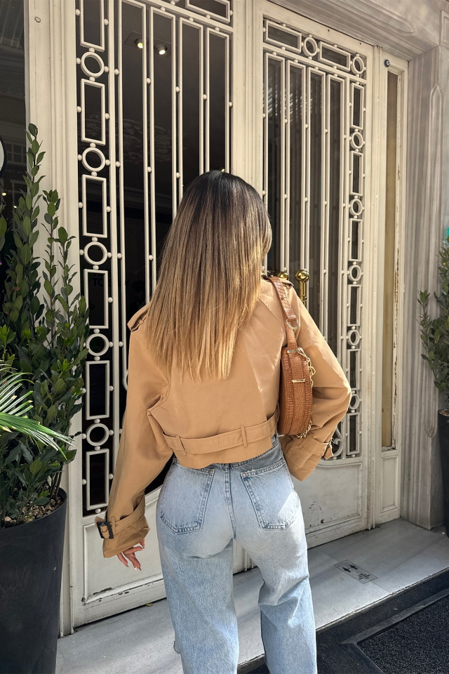 Camel Double Breasted Collar Jacket ATE6805 - 5