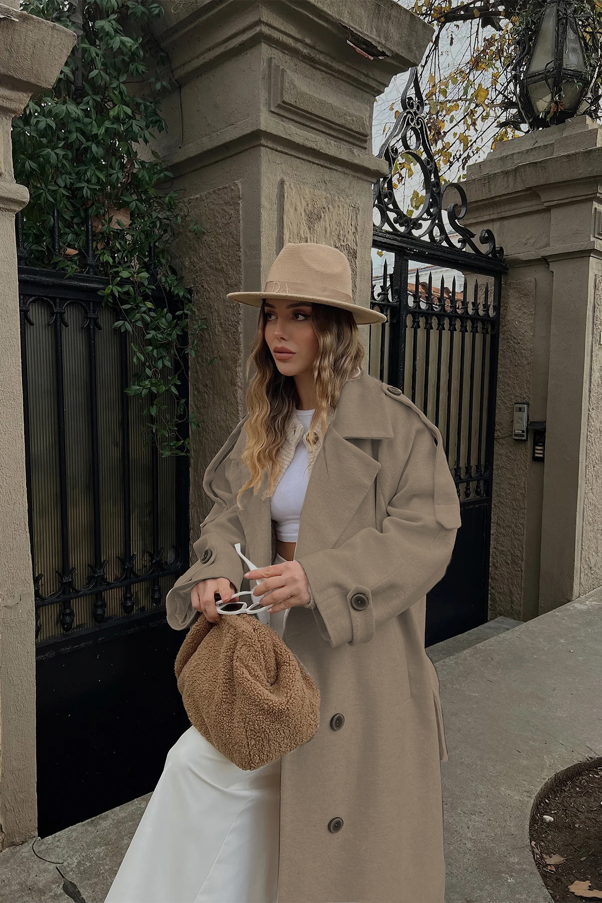 Camel Oversize Kaşe Kaban - 1