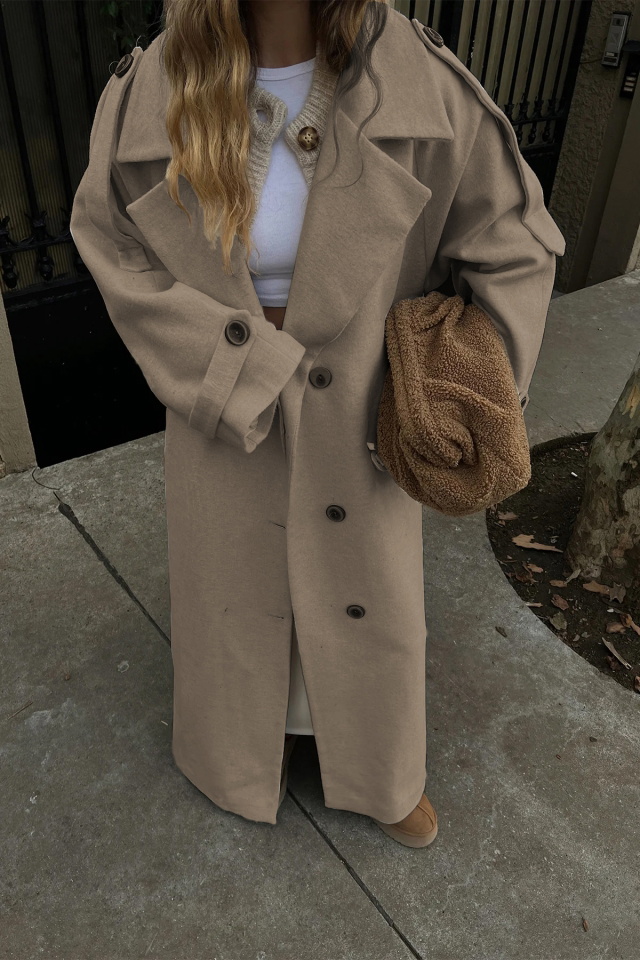 Camel Oversize Kaşe Kaban