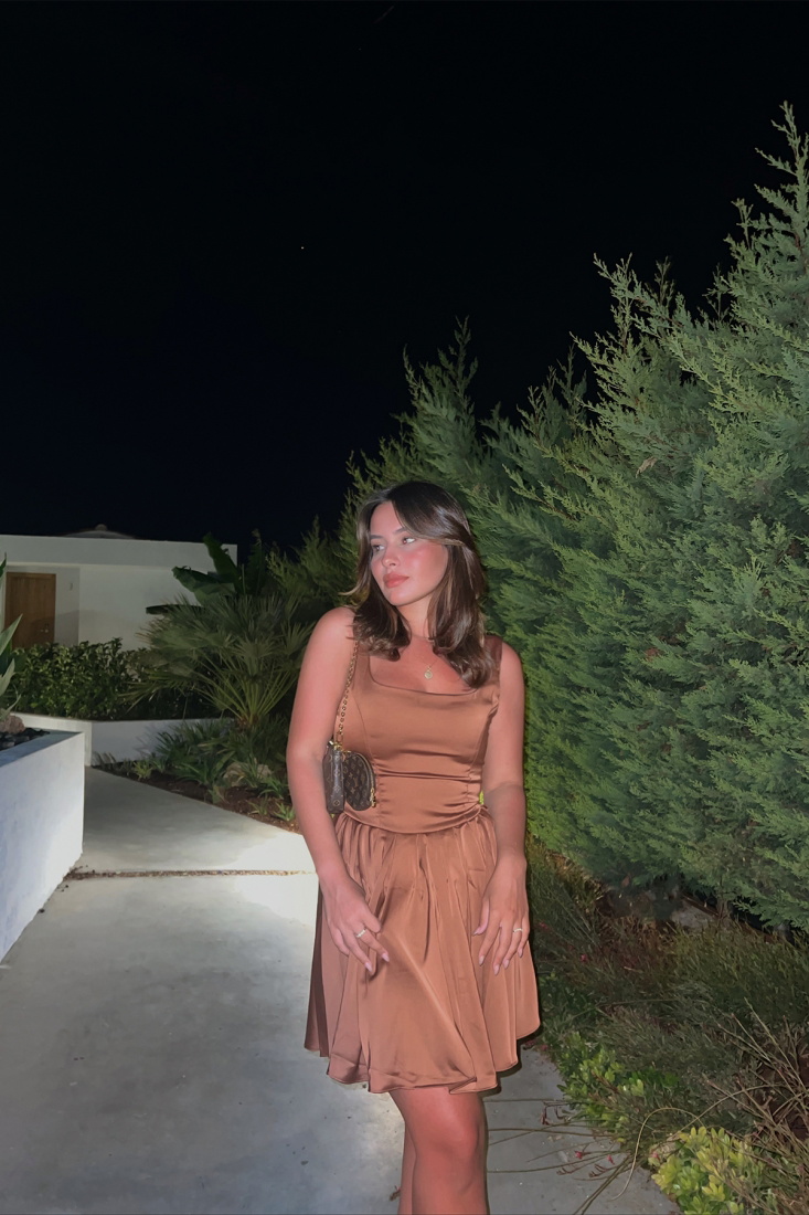 Carlina Brown Square Collar Dress ATE1758 - EYYO ATELIER