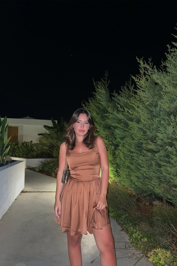 Carlina Brown Square Collar Dress ATE1758 - EYYO ATELIER