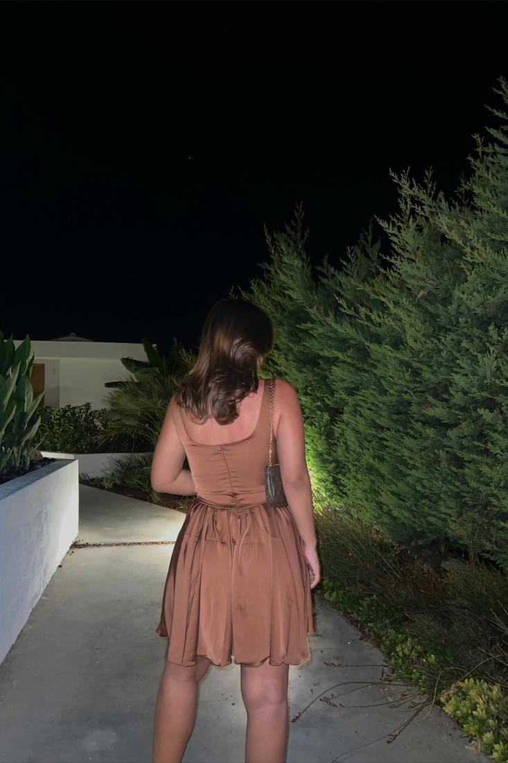 Carlina Brown Square Collar Dress ATE1758 - EYYO ATELIER