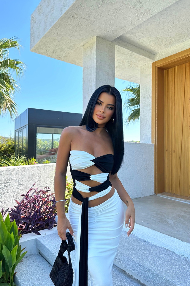 Çift Renk Bağlamalı Crop Top ATE7870 - 4