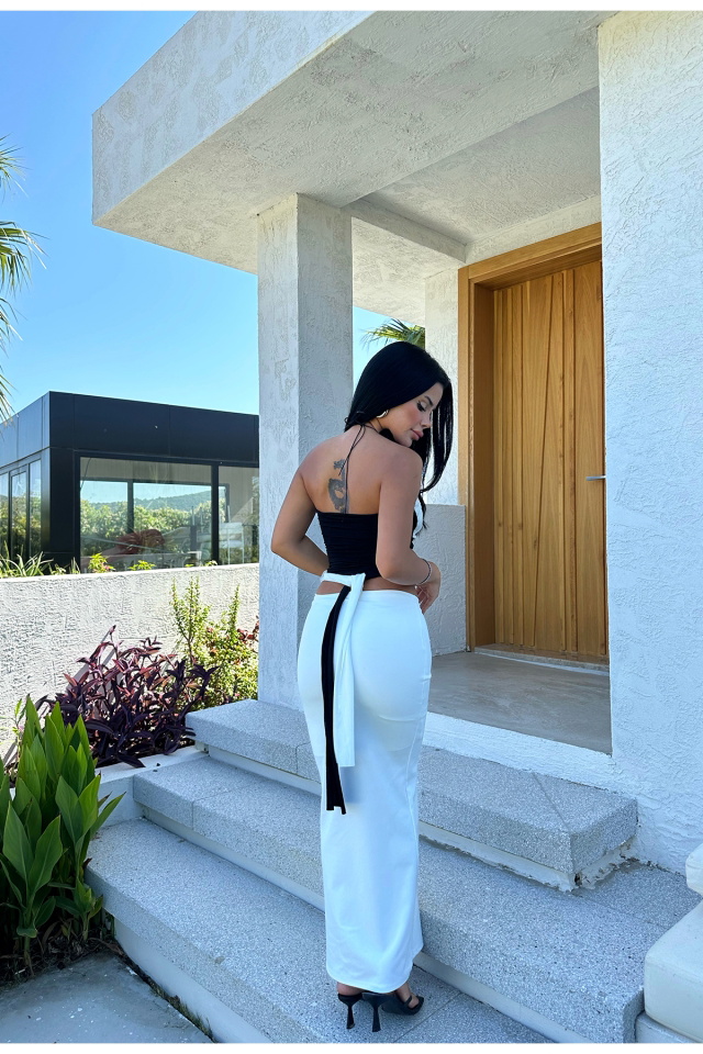 Çift Renk Bağlamalı Crop Top ATE7870 - 5