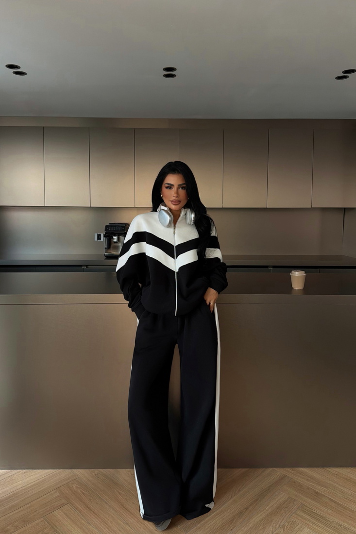 Çift Renk Beyaz Eşofman Takım ATE-4027 - EYYO