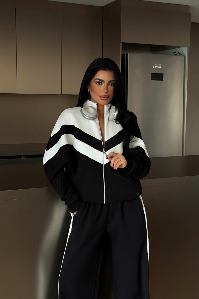 Çift Renk Beyaz Eşofman Takım ATE-4027 - 2