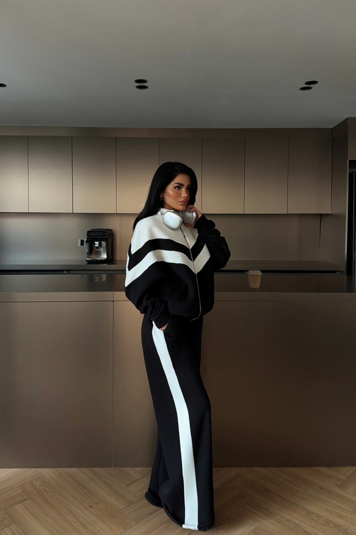 Çift Renk Beyaz Eşofman Takım ATE-4027 - EYYO