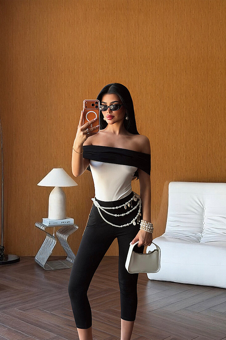 Çift Renk Rajut Bodysuit ATE-2364 - EYYO