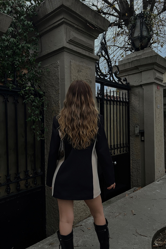 Çift Renk Kruvaze Ceket ATE3049 - 5