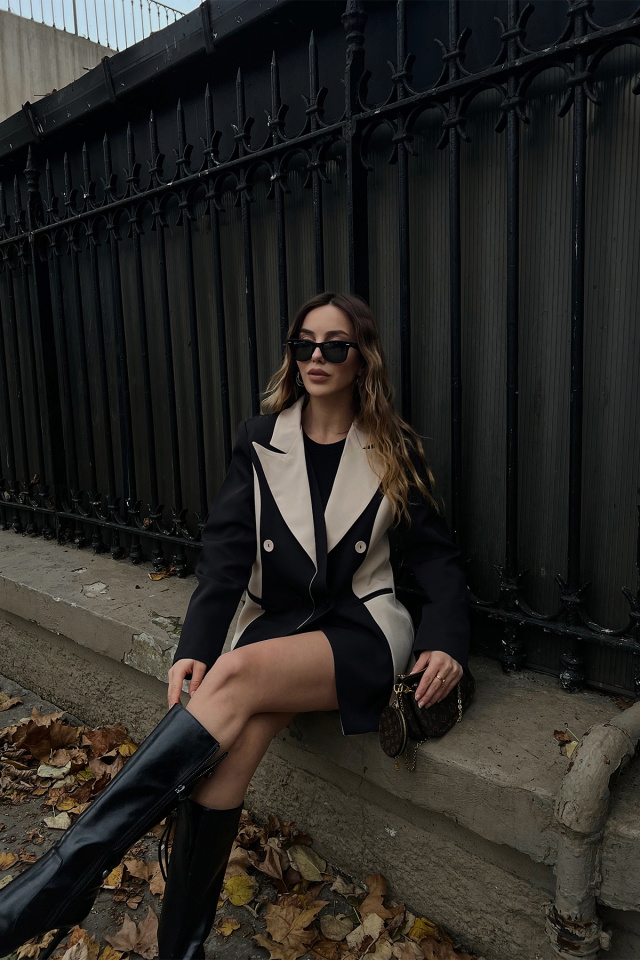 Çift Renk Kruvaze Ceket ATE3049 - 4