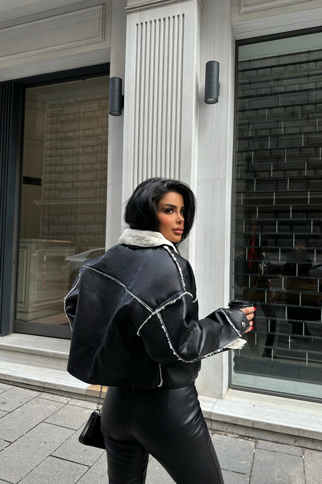 Çift Taraflı Suni Deri Mont ATE2629 - 5