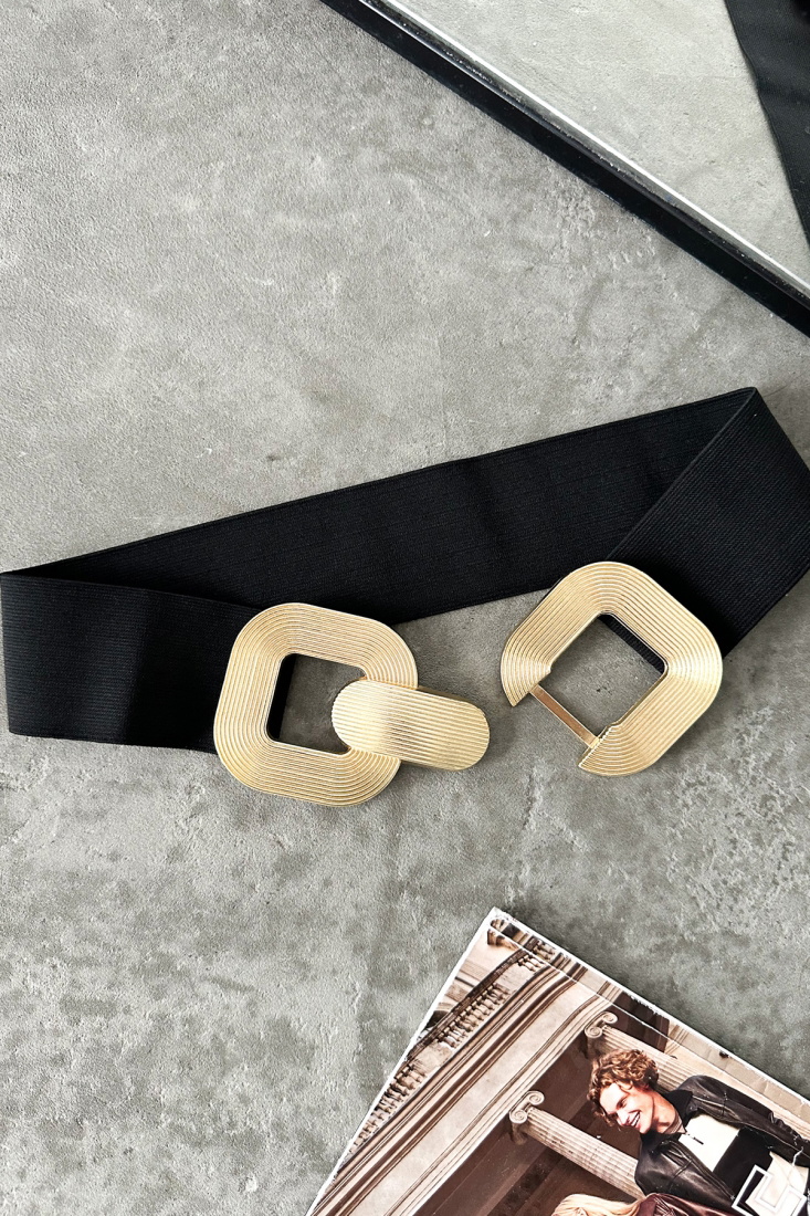 Çizgili Gold Lastik Kemer KMR18 - 