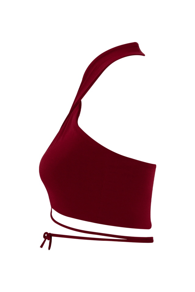 Claret Red Color Lina Crop Top EY723 - 6