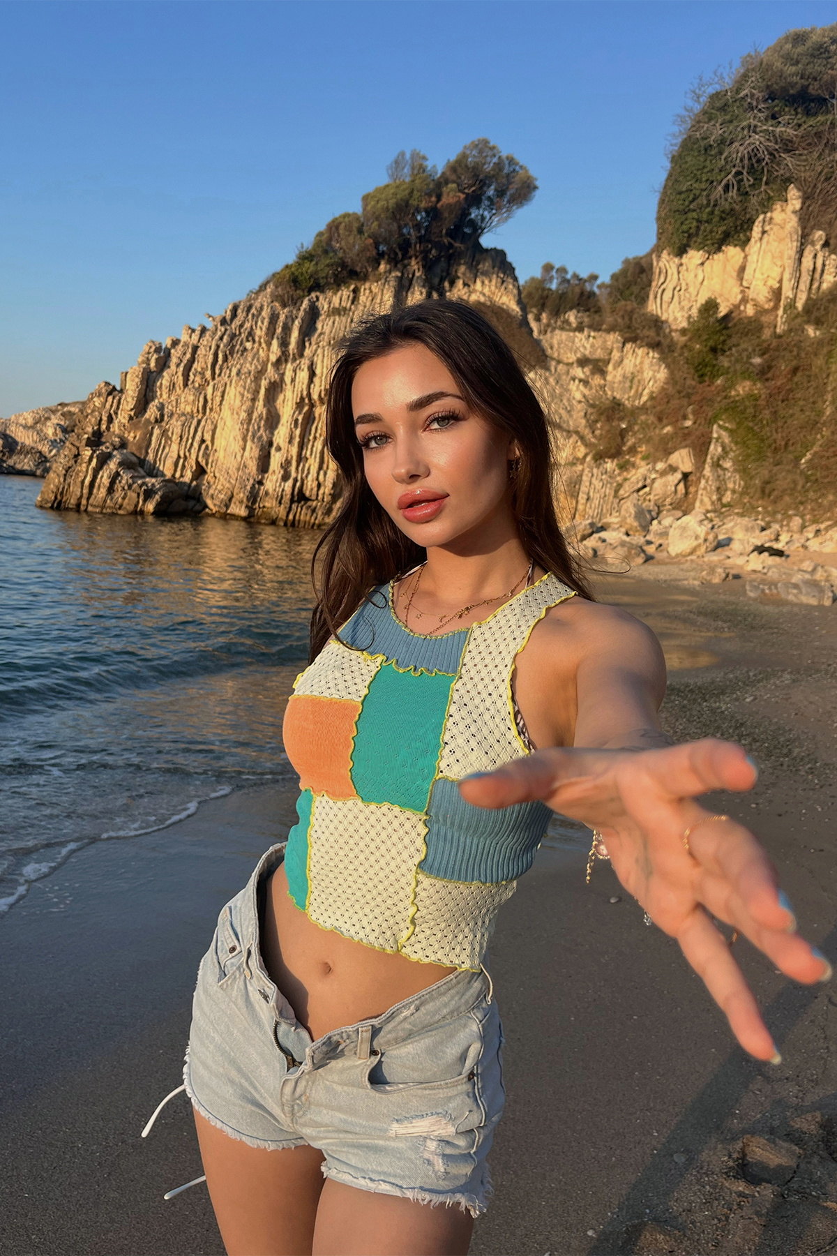 Çok Renkli Askılı Crop Top ATE4914 - 4
