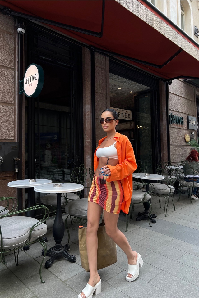 Çok Renkli Büzgülü Mini Etek ATE6713 - 6