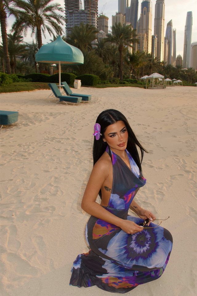 Albella Desenli Uzun Elbise ATE-4811 - 3