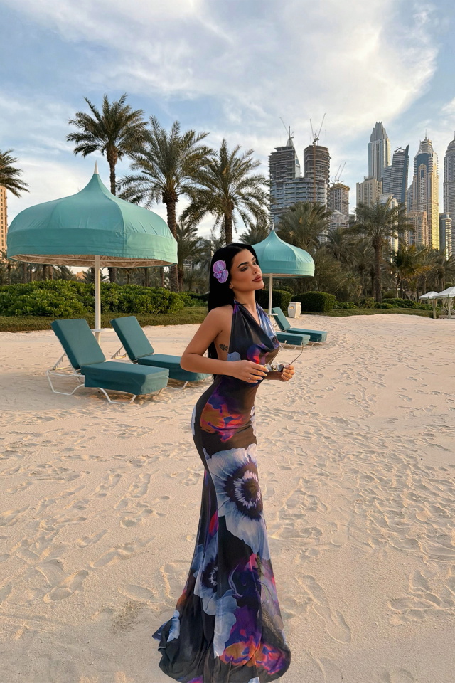 Albella Desenli Uzun Elbise ATE-4811 - 4