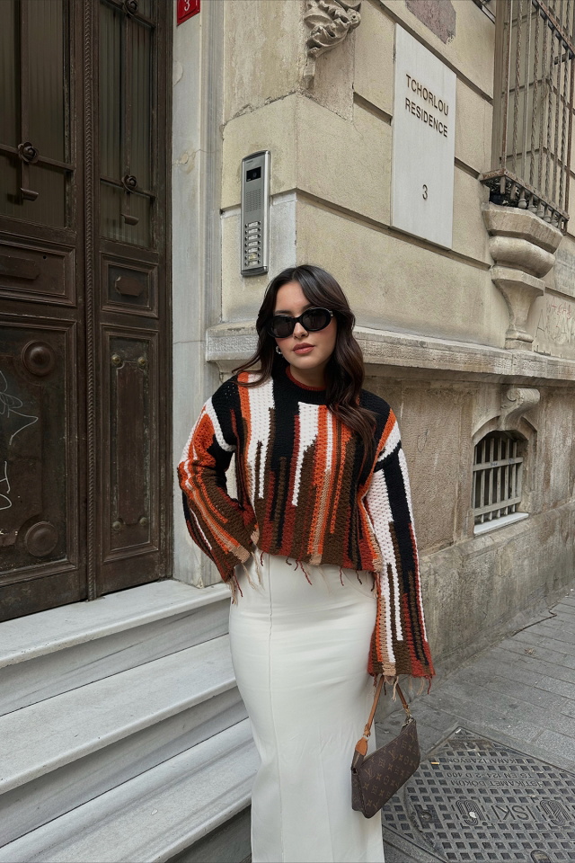 Çok Renkli Triko Kazak ATE3983 - 1