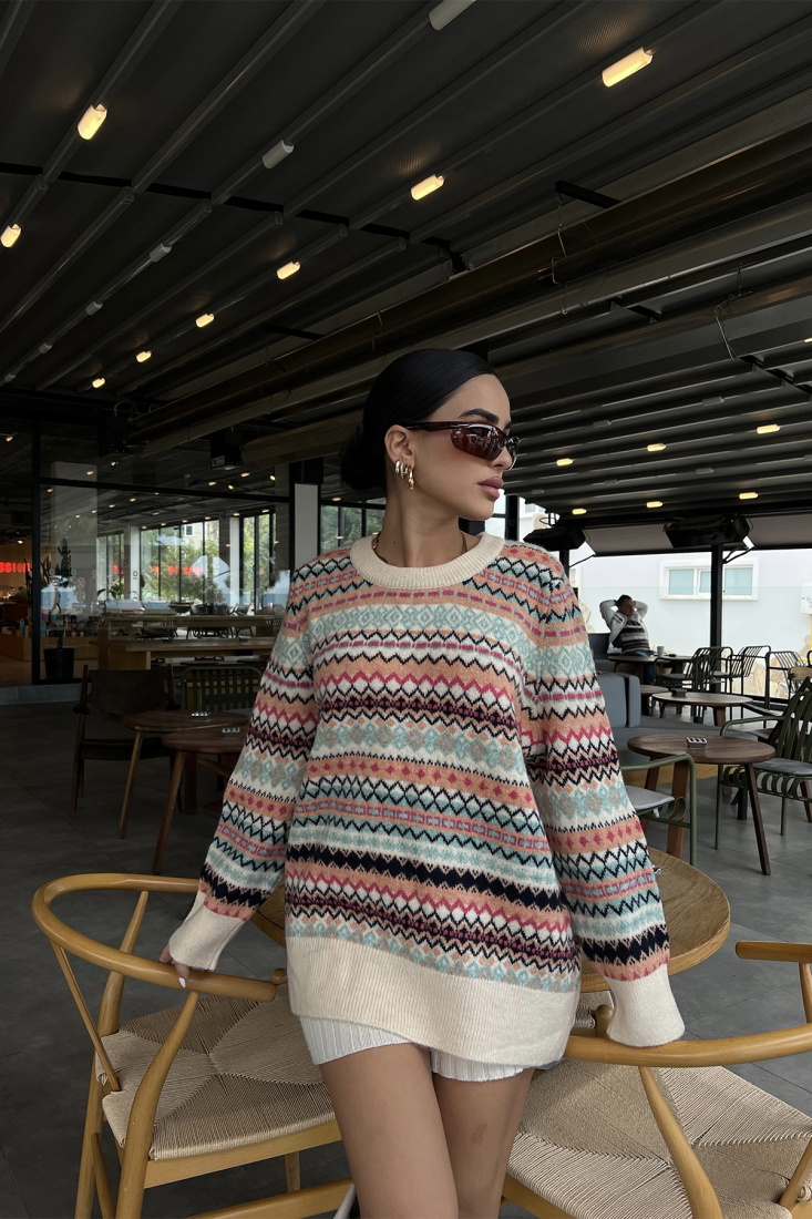 Çok Renkli Triko Kazak ATE2460 - EYYO