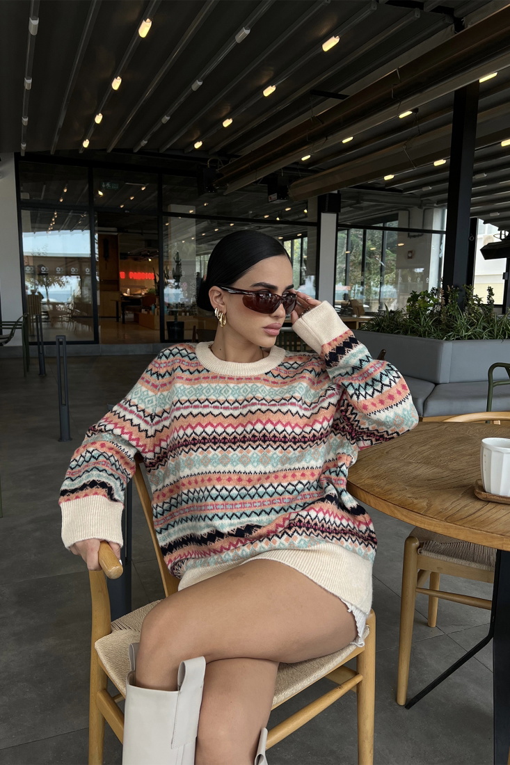 Çok Renkli Triko Kazak ATE2460 - EYYO