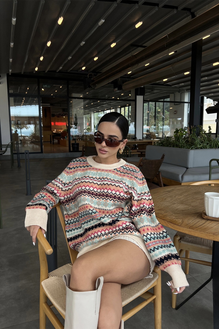 Çok Renkli Triko Kazak ATE2460 - EYYO