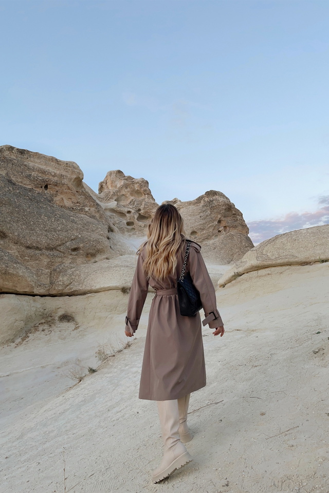 Color Of Sand Belted Sleeve Trenchcoat ATE1742 - 4