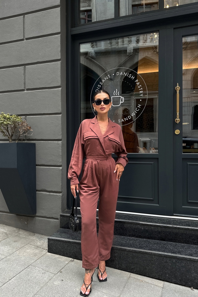 Color Of Soil Shirt Collar Basic Overalls ATE7120 - 3