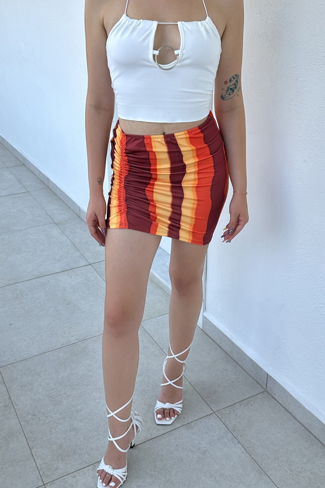 Colorful Gathered Laced Mini Skirt ATE6713 - 2