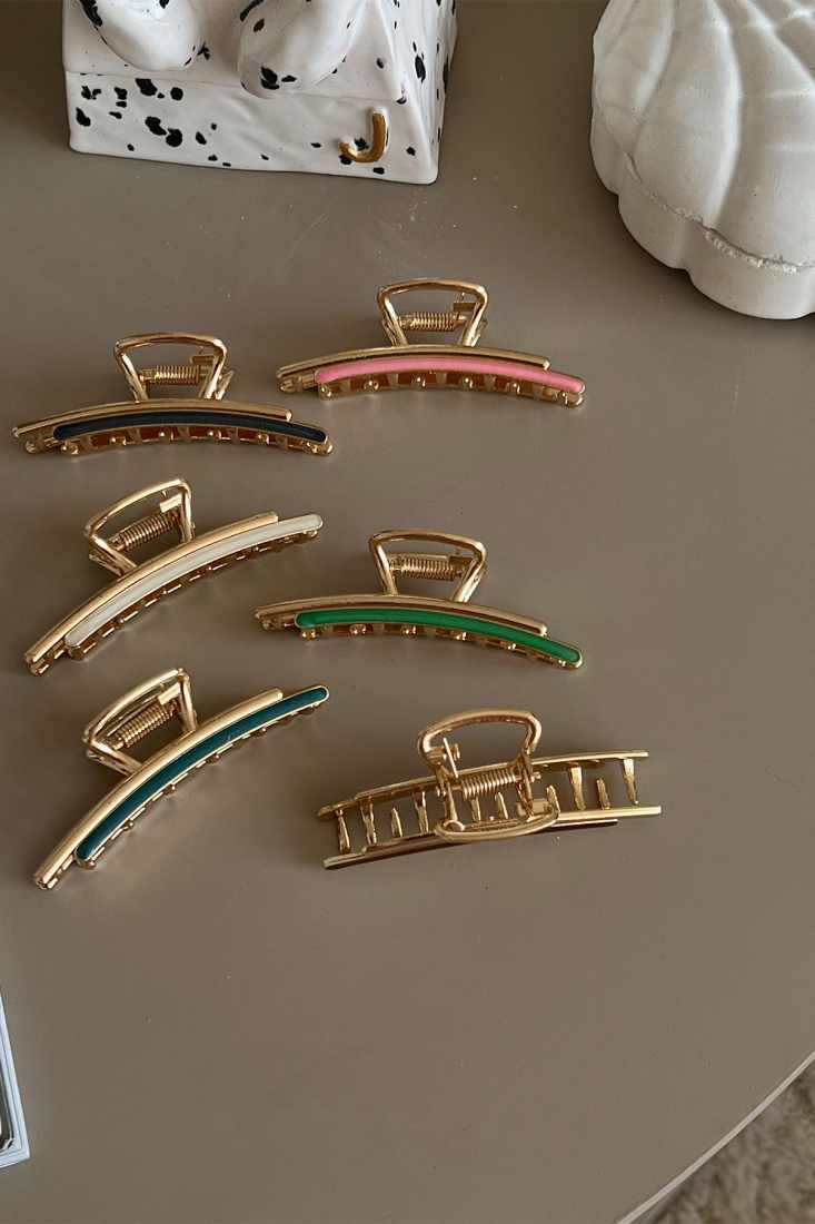 Colorful Line Detail 8 Pieces Gold Latch Buckle Set AK93 - EYYO