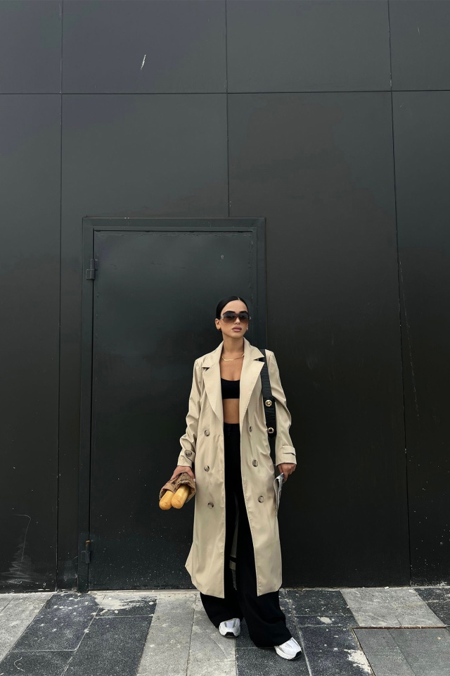 Cream Belt Sleeved Trenchcoat ATE2054 - 3