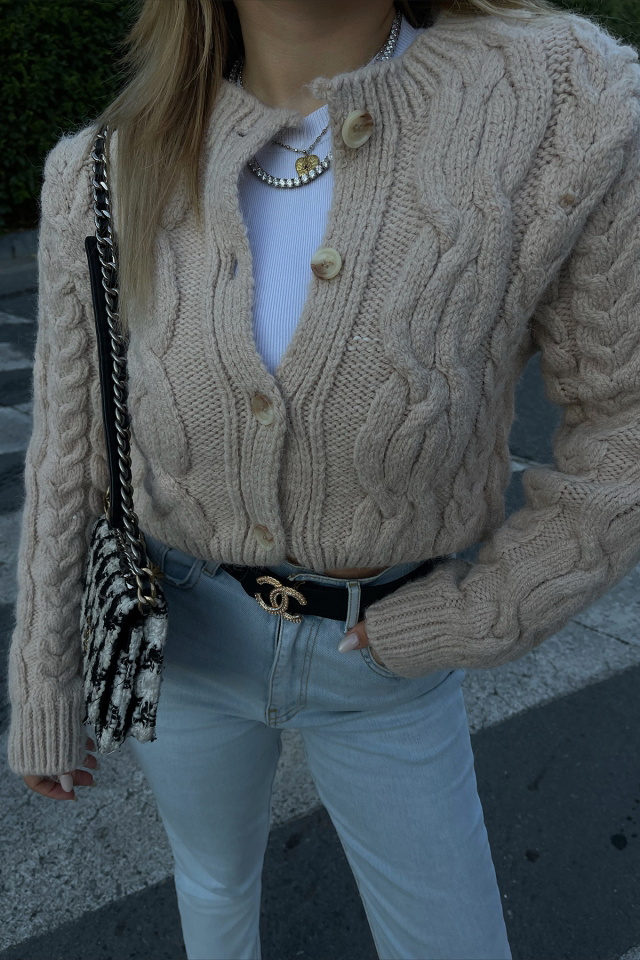 Cream Buttoned Cardigan ATE2026 - 2