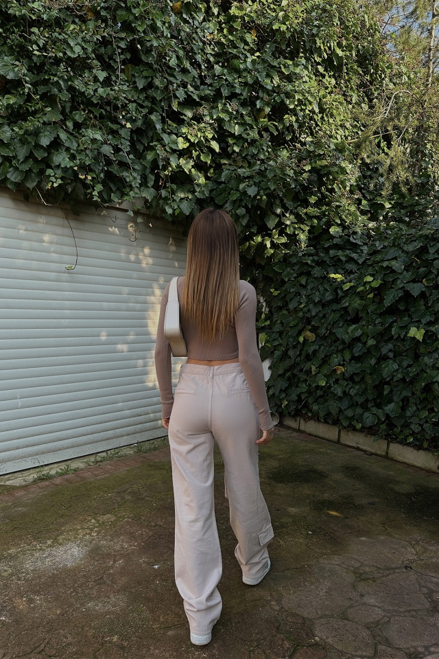 Cream Cargo Pocket Pants ATE4328 - 3