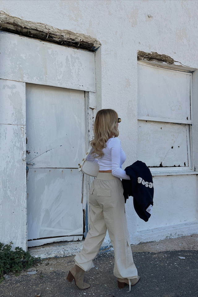Cream Cargo Pocket Sweatpants ATE2006 - 3