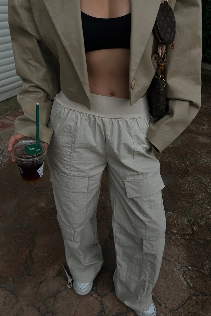 Cream Cargo Pocket Sweatpants ATE2006 - DK PİCk UP