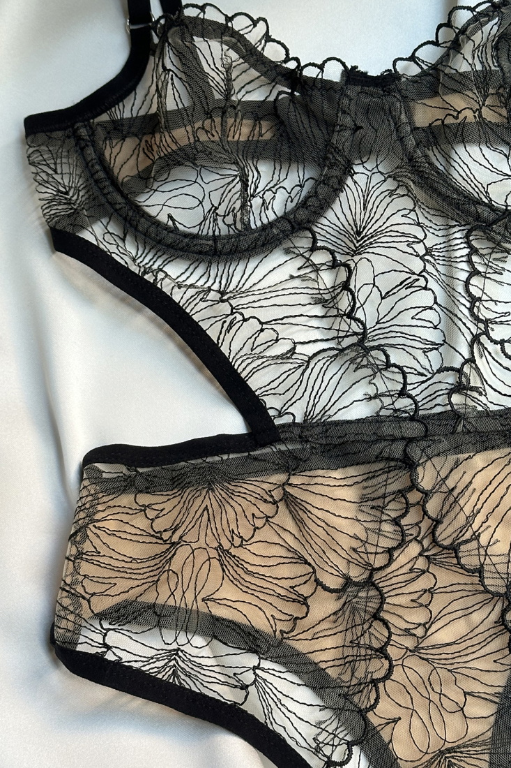 Cream Lace Detail Bodysuit ATE-1665 - EYYO