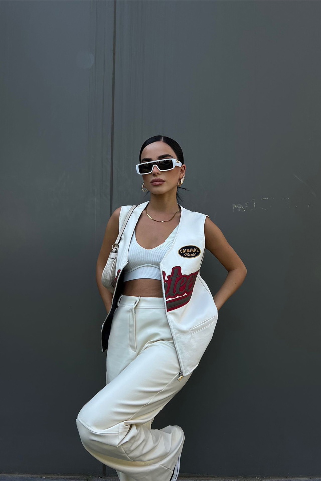 Cream Leather Pants ATE2210 - 4