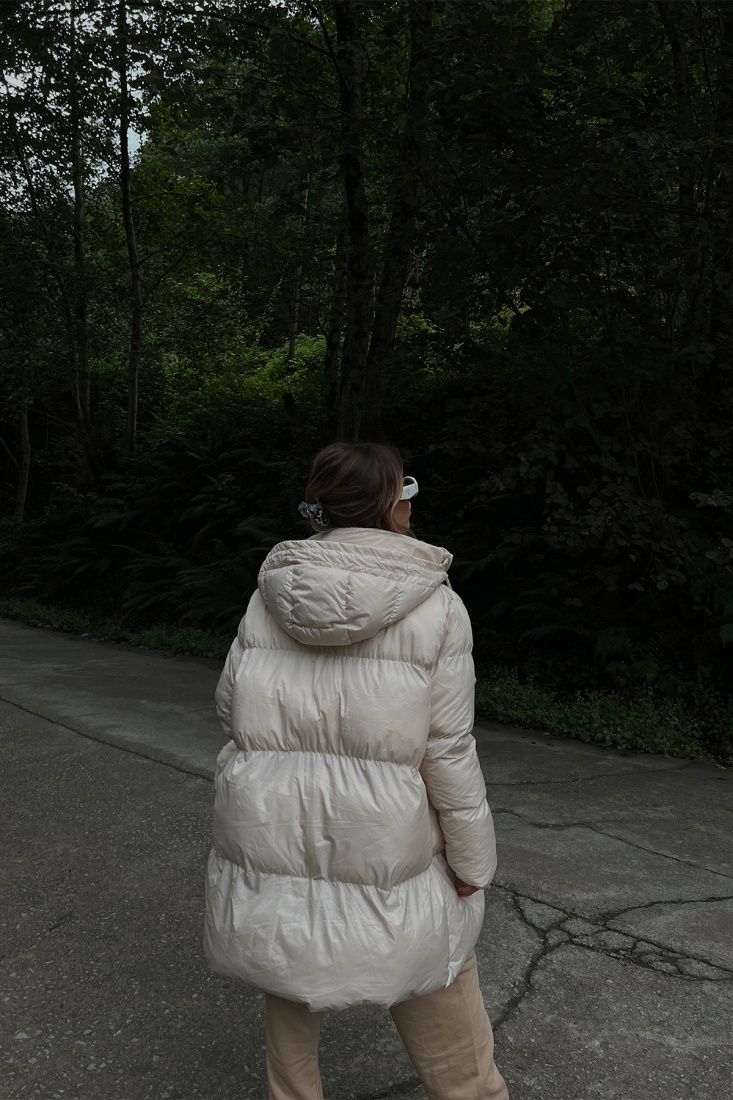 Cream Long Puffer Coat ATE2084 - LEVENT