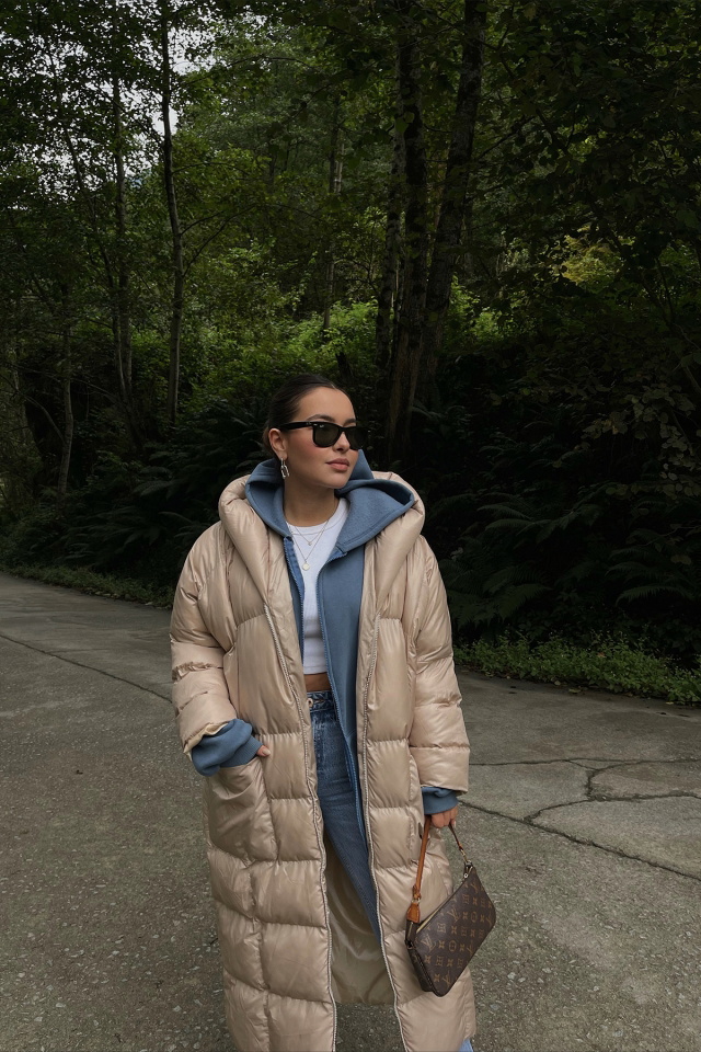 Cream Long Puffer Coat ATE2111 - 2