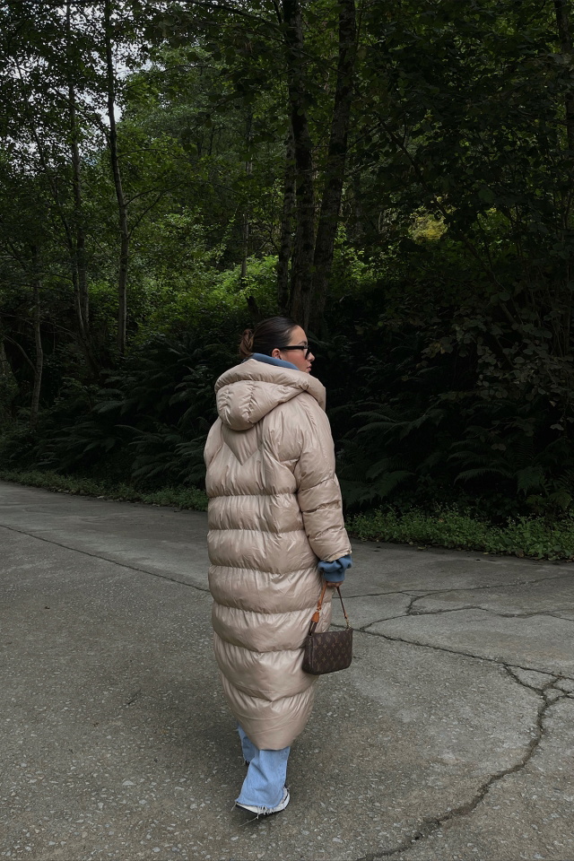 Cream Long Puffer Coat ATE2111 - 3